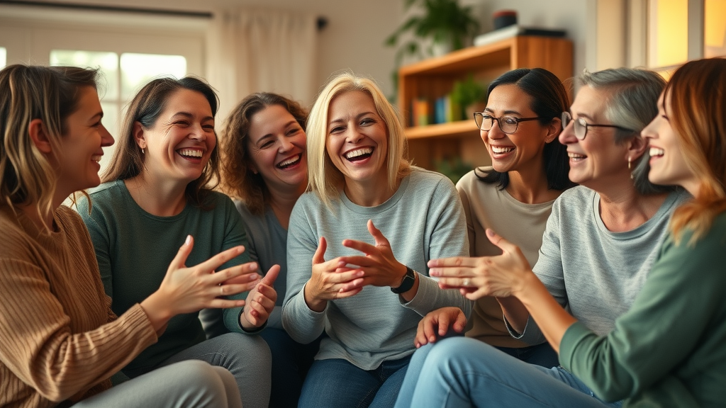 close-knit friends sharing laughter and support, embodying abundance mindset and prosperity thinking