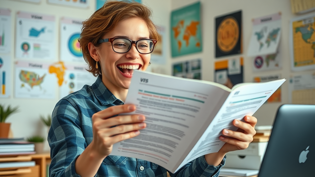 empowered individual expressing joy while reviewing money mindset coaching notes at a well-organized desk with vision boards