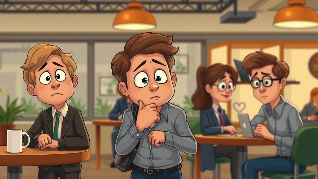 Cartoon vignettes of everyday scarcity mindset moments such as missed networking opportunities and fear of competition