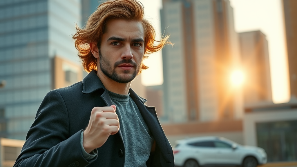 how to develop a prosperity mindset with a confident individual stepping forward in a sunlit cityscape