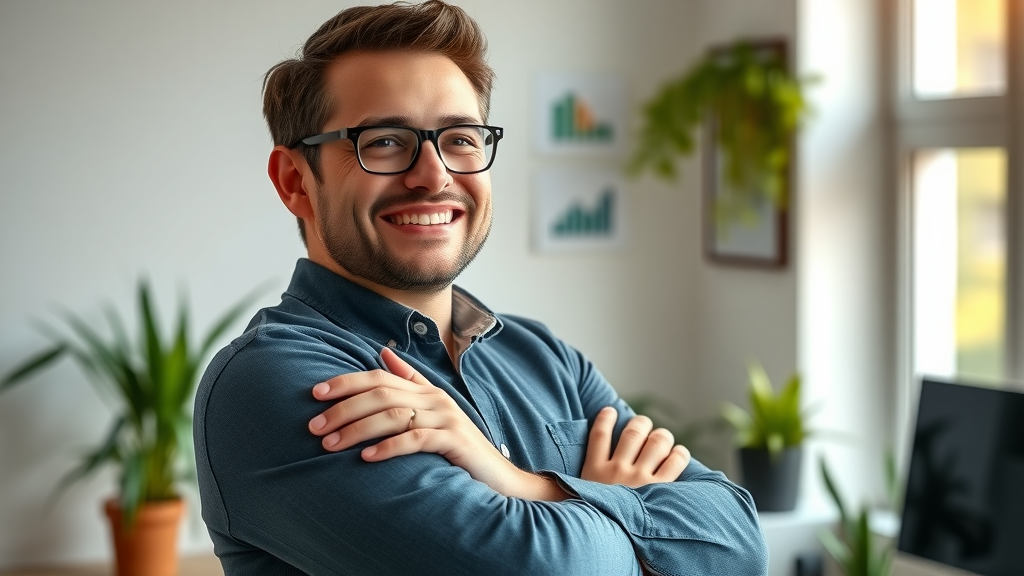wealth building mindset confident individual financial success modern home office