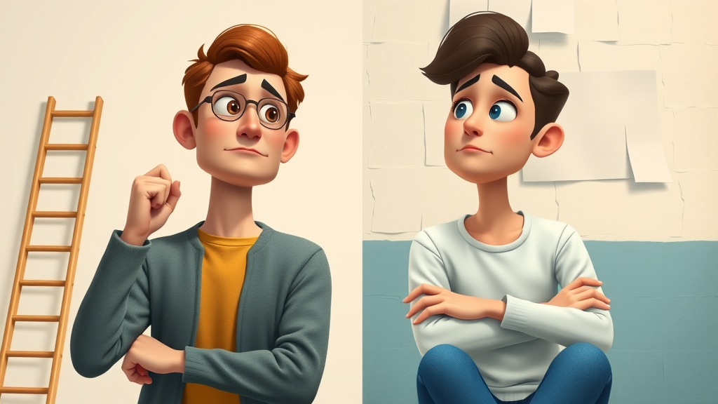 Contrasting two people demonstrating growth mindset vs fixed mindset mindset habits for success